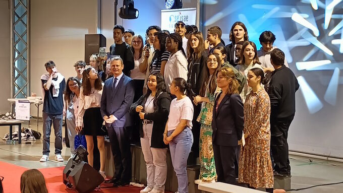 Élèves du lycée Jules Fil lors de la remise des prix des cordées de la réussite.