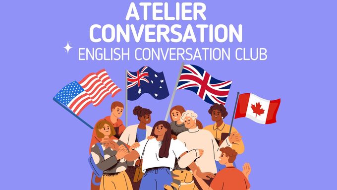 Affiche atelier de conversation "English conversation club".